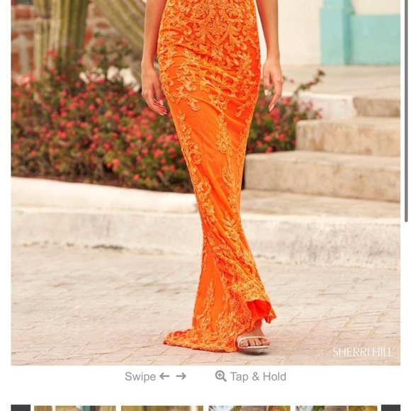 Sherrie Hill black Prom dress 54329 Beaded gown with deep 
V-neckline Sz2 Black - Picture 3 of 16